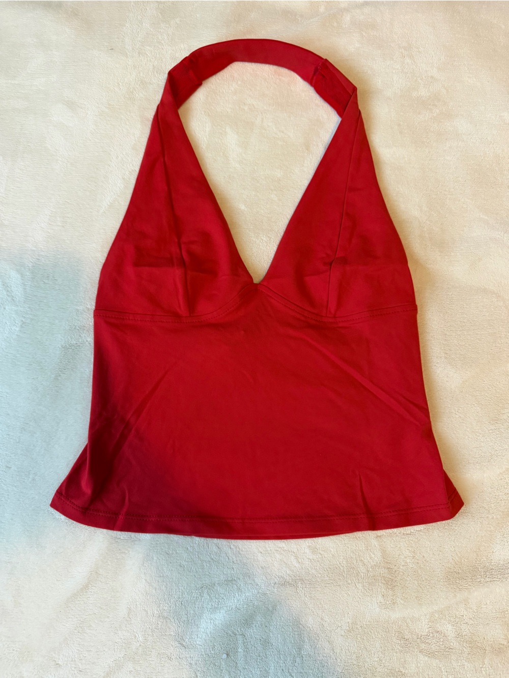 Free People V-Neck Halter Crop Top in Red